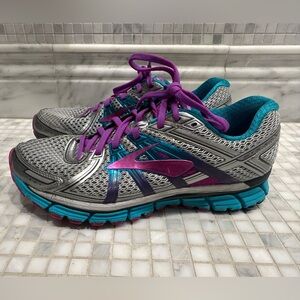 Brooks GTS 17 Women's Gray Blue Purple Running Shoes Size 10.5